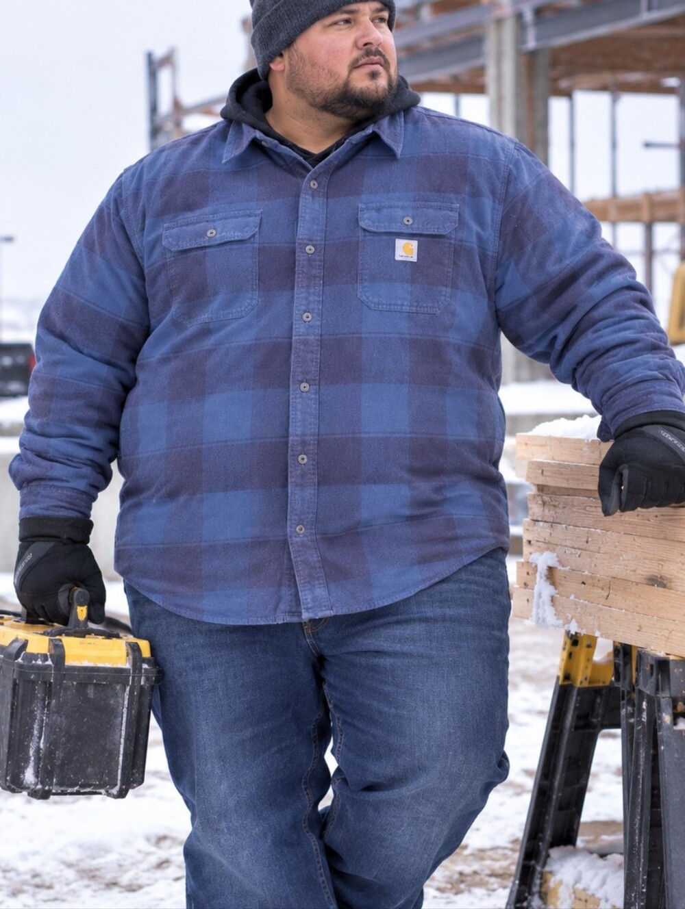 Carhartt Blue Plaid Lightweight Shirt Jacket